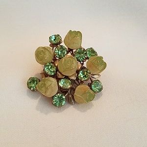 VINTAGE Art Deco Style Brooch w/ Rhinestones